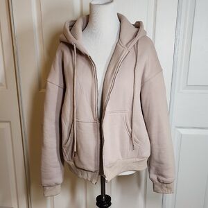 SOLD***Beige Zip-Up Hoodie
